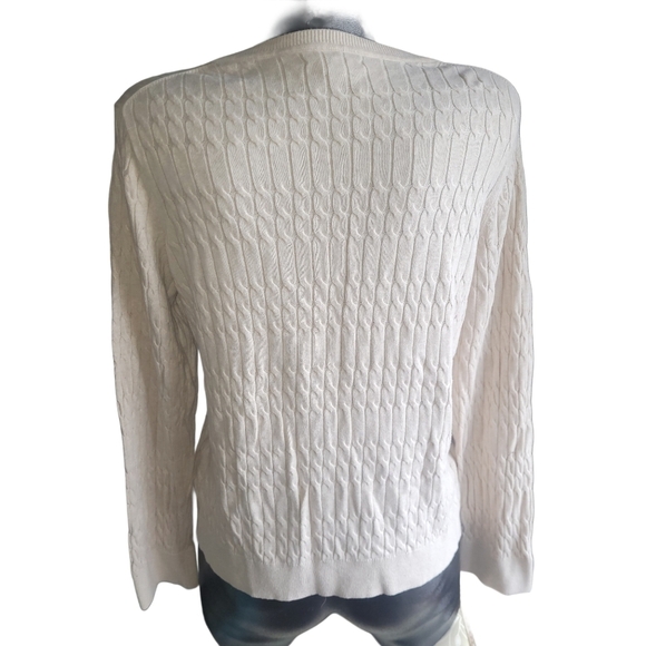 Tommy Hilfiger Cream Cable Knit Sweater L - Picture 6 of 7